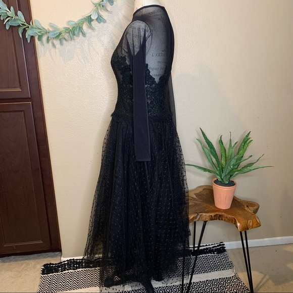 Tadashi ~ Vintage Black Lace and Tulle Dress - Picture 3 of 12